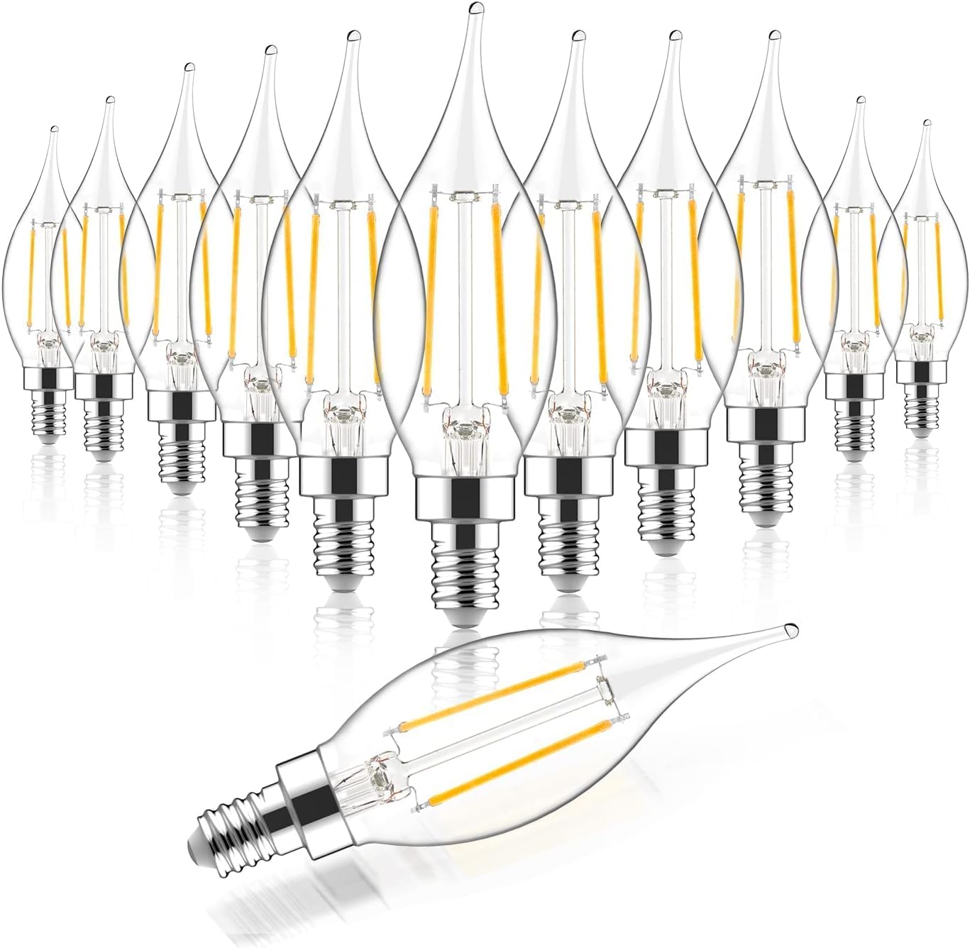 Sengled E12 Candelabra Bulb 60W Equivalent LED Chandelier Light Bulbs, 5W Dimmable E12 LED Bulb, 2700K Soft White 450LM Candelabra Base, Flame Tip Candle Light Bulbs, 12 Packs