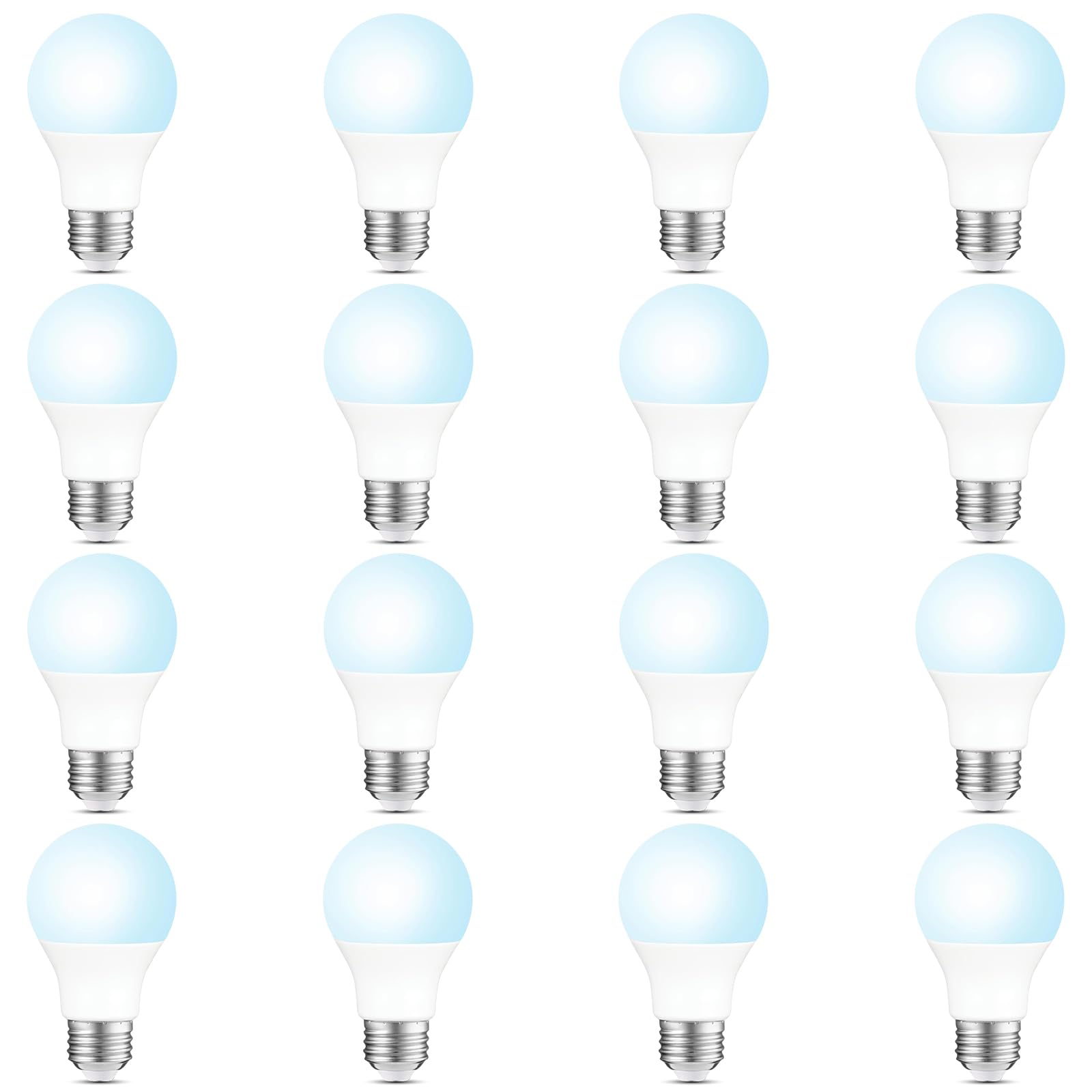 Sigalux A19 LED Light Bulbs, 60W Equivalent Daylight 5000K, 800 Lumens Non-Dimmable, Energy-Saving 9.5W E26 Medium Base Bulbs, Long-Lasting Home Lighting for Bedroom Living Room, 16 Pack